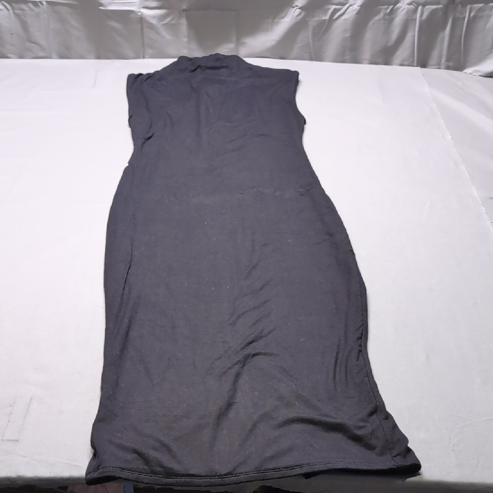 NWT Naked Wardrobe Womens Sleek Sleeveless Black Midi Dress‎ Shapewear Size L